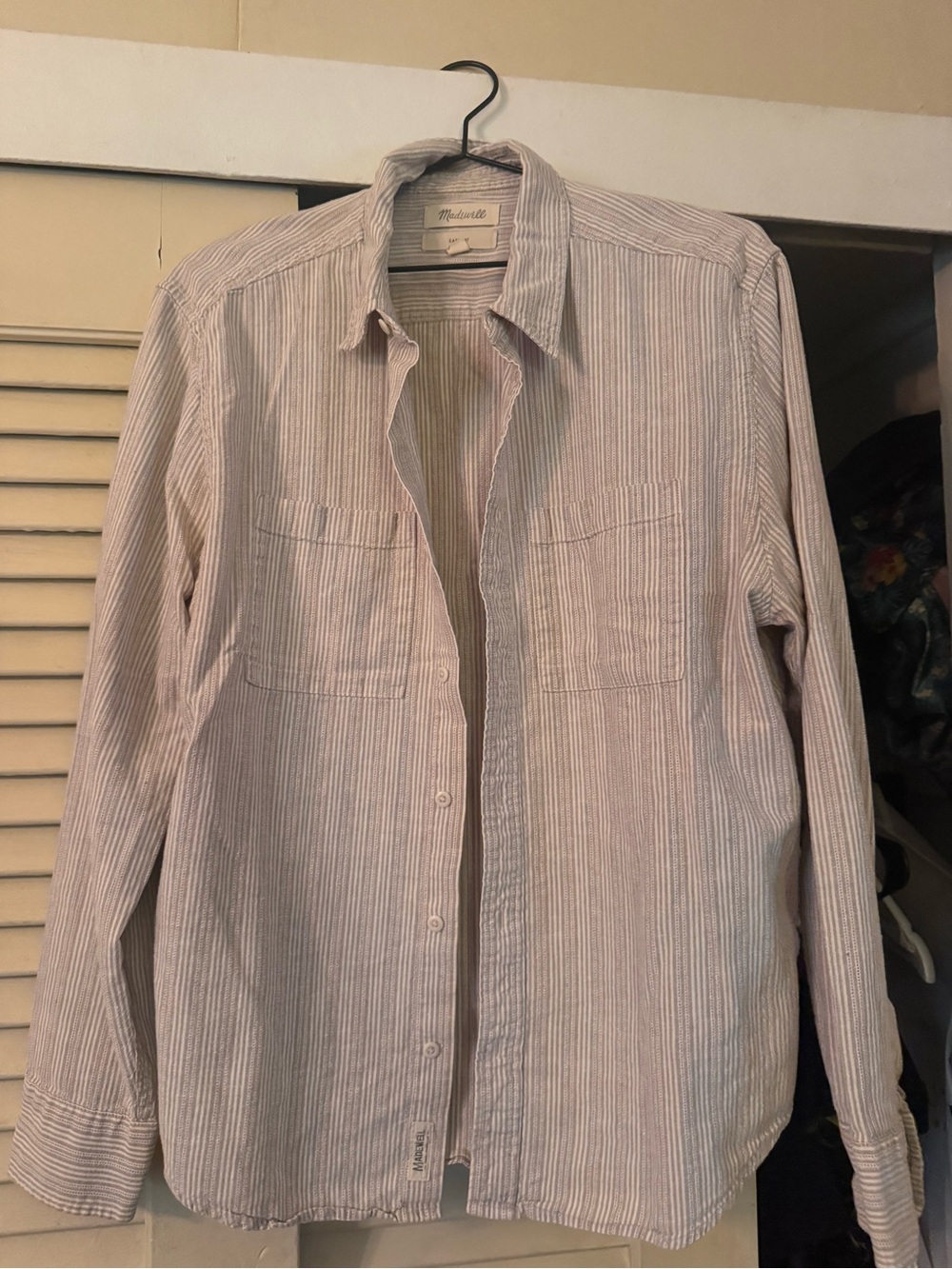 Madewell Striped Button-Up Shirt in Light blue and White